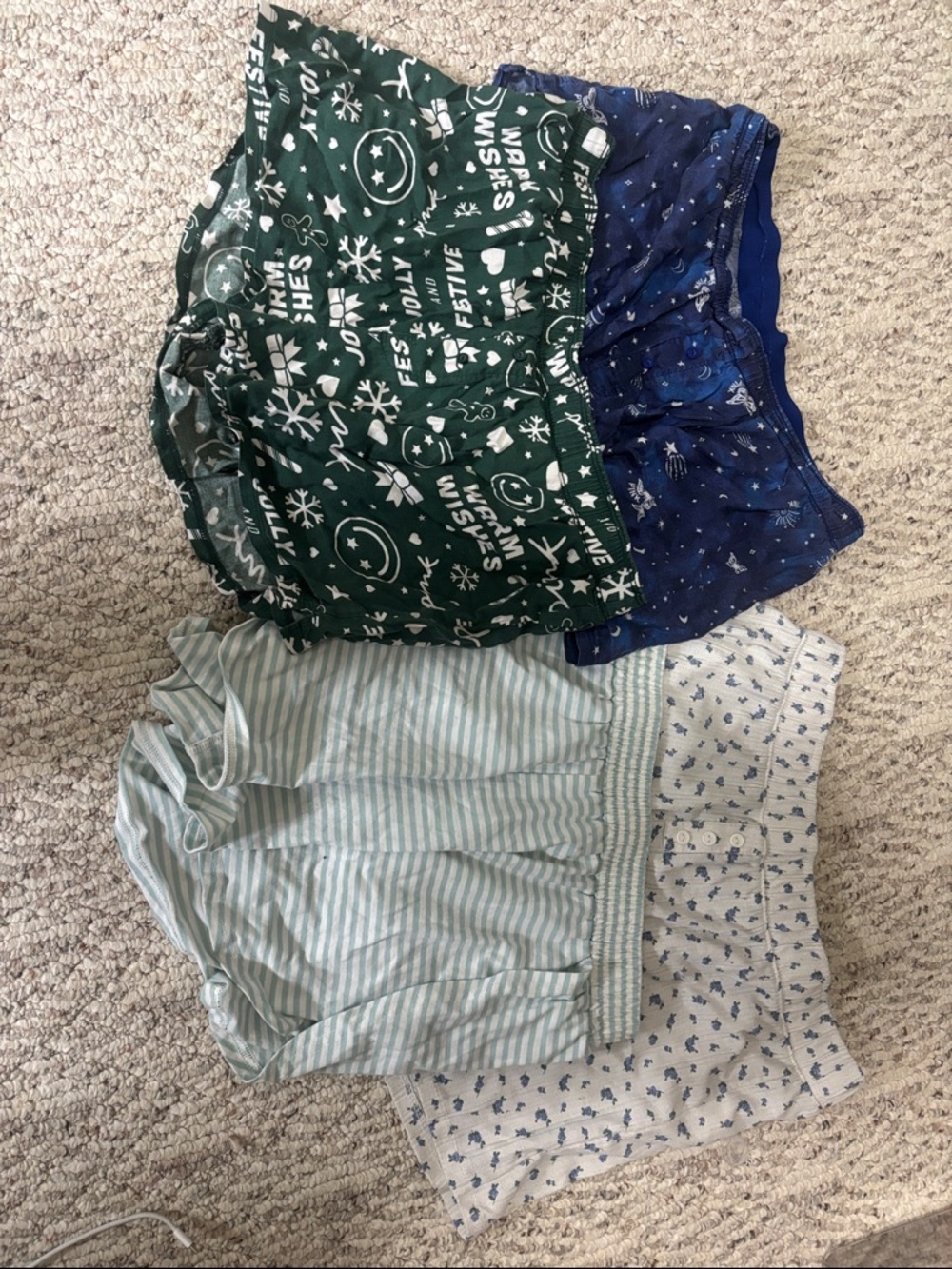 Amazon Women’s Pajama Shorts Set - Green, Navy, Light Blue, Cream